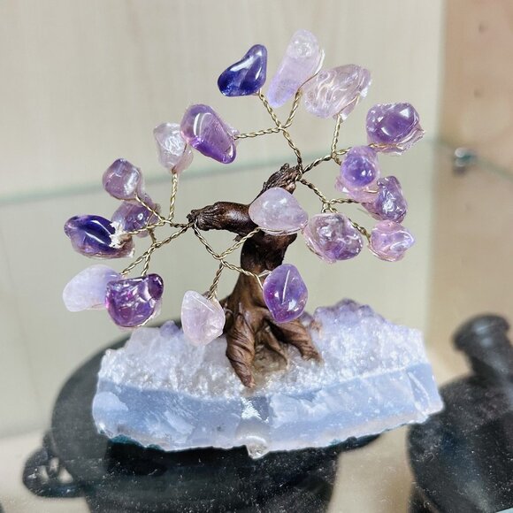 Amethyst Crystal Bonsai Tree On Quartz Base - Picture 2 of 3